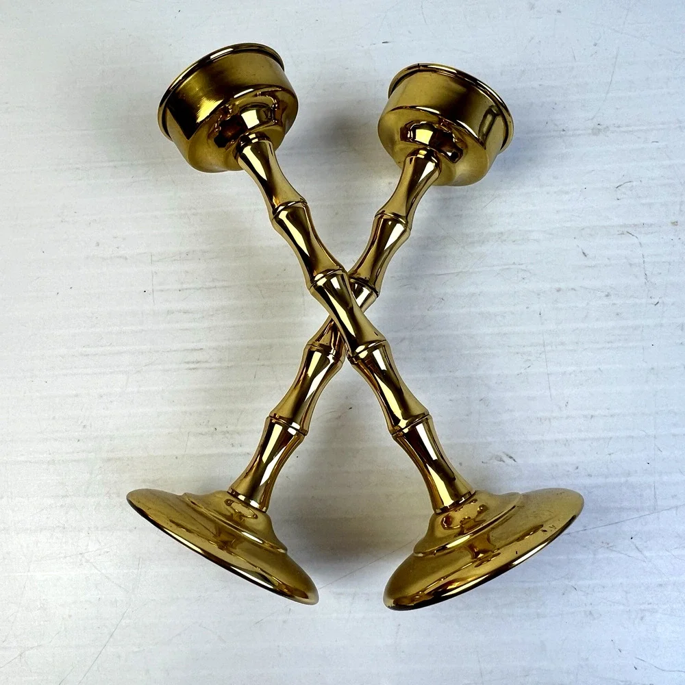 Brass Candlestick Holders Pair 8.5